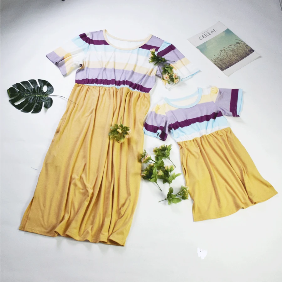 NASHAKAITE/платья для мамы и дочки; желтое платье в стиле пэчворк; Vestido de festa longo; Семейные комплекты; одежда для мамы и дочки