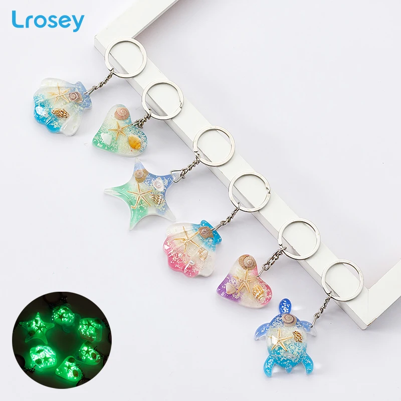 

NEW Ocean Series Keychain Natural starfish Resin Keyring home decoration accessories DIY Mediterranean style Hanging Decorations