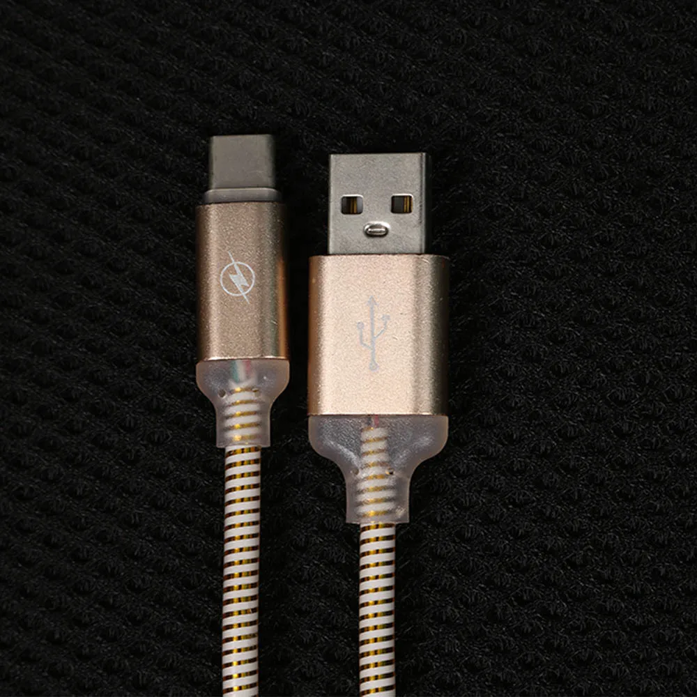 1 шт. горячий usb type-C светящийся светодиодный светильник мигающий металлический сплав кабель для синхронизации данных и быстрой зарядки