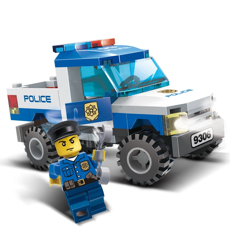 84Pcs Children Blocks Toys Police car Blocks Toys Assembled Building