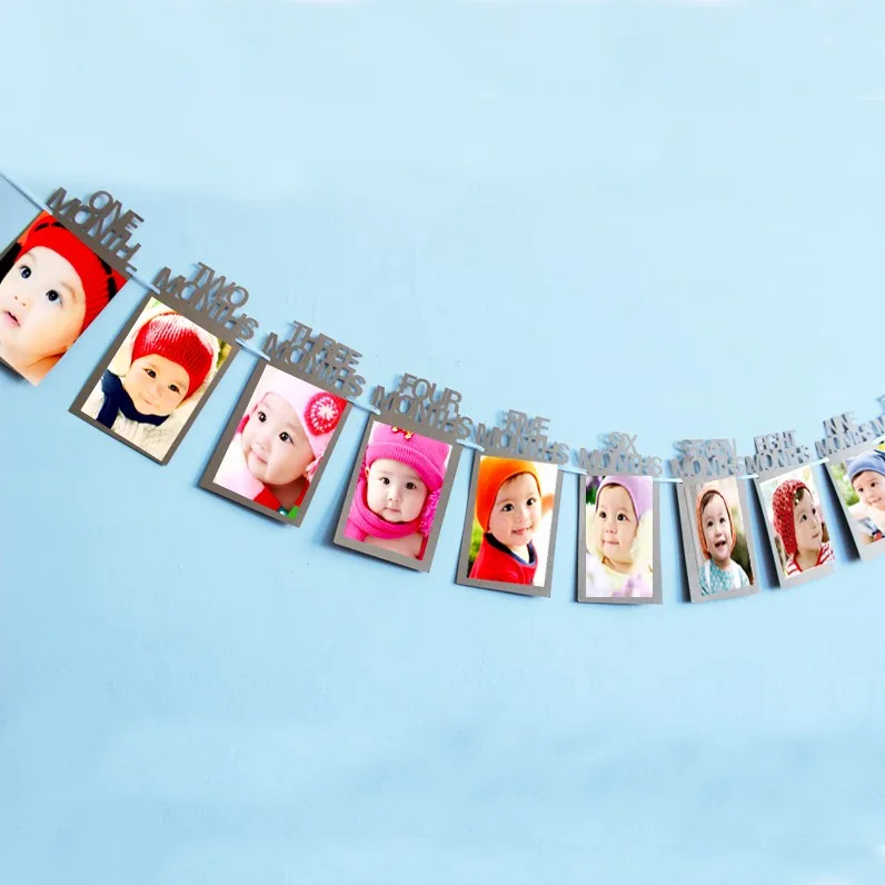 

1St Birthday One Year Old Baby Shower Party Banner String Photo Booth Birthday Flag Accessories Frame Photos Album Party Decor