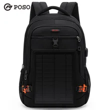 POSO модный 15,6 дюймовый USB рюкзак, разборная сумка для ноутбука с солнечной зарядкой, деловая посылка, сумка для компьютера