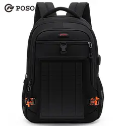 POSO Новая мода 15,6 дюймов USB рюкзак разбирать солнечной зарядки сумка для ноутбука Бизнес посылка компьютер Бесплатная доставка