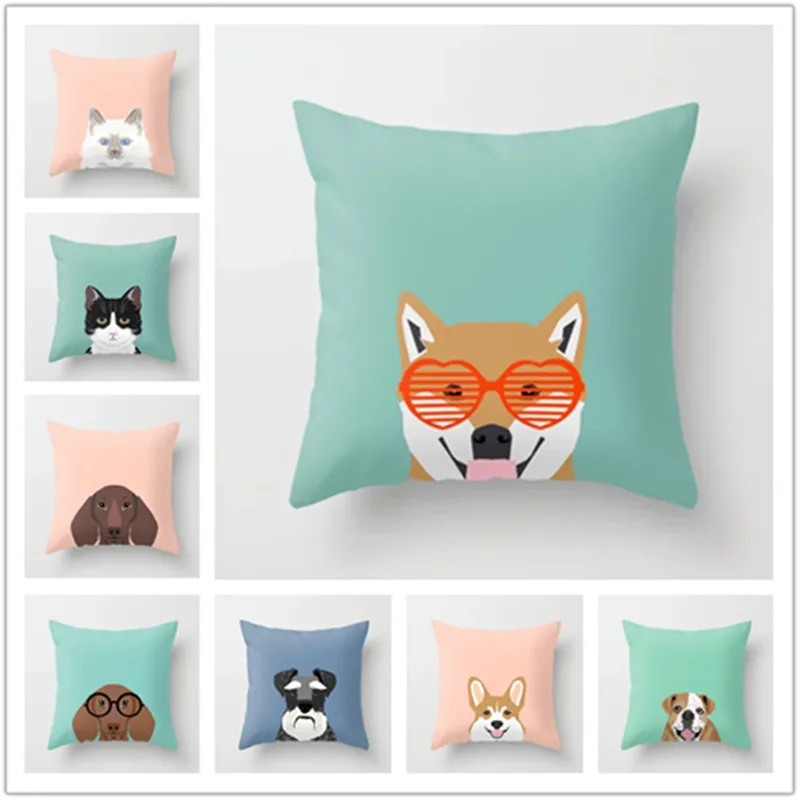 

Cute Dog Dachshund Print Pillow Case Animals Pillow Cover Decorative Pillows for Sofa Chair Cushion Cover 45x45cm Home Decor