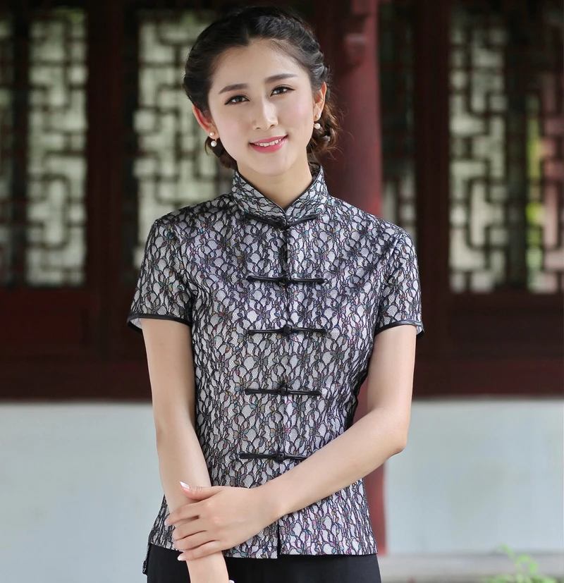 Buy Multi Black Ladies' Lace Short Sleeve Shirt