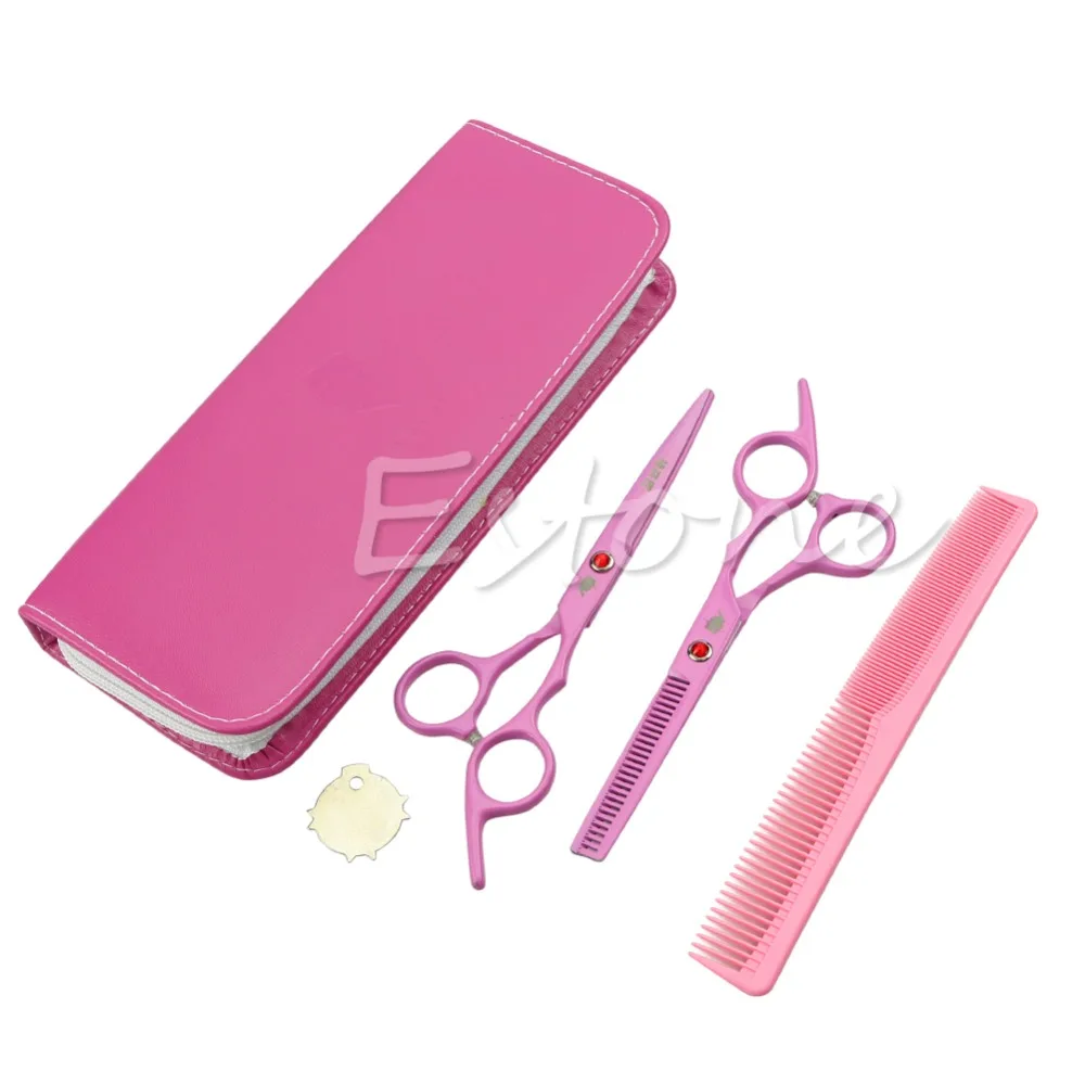 Professional Barber Hair Hairdressing Scissors Thick Dense Comb Set Cutting Thinning Shears Stainless Steel Pink Texturising Professional Barber Hair Hairdressing Scissors Thick Dense Comb Set Cutting Thinning Shears Stainless Steel Pink Texturising