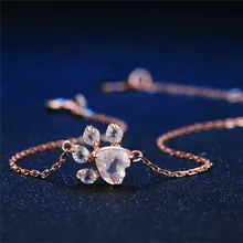 Новое поступление, браслеты из розового золота с медвежьими лапами, собаками, кошками, когтями для женщин, Романтические свадебные розовые CZ браслеты с сердечками