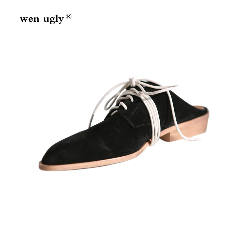 

wen ugly Summer black outdoor wear cool slippers ladies shoes leather strap slippers large size shoes 2018 new free courier fee