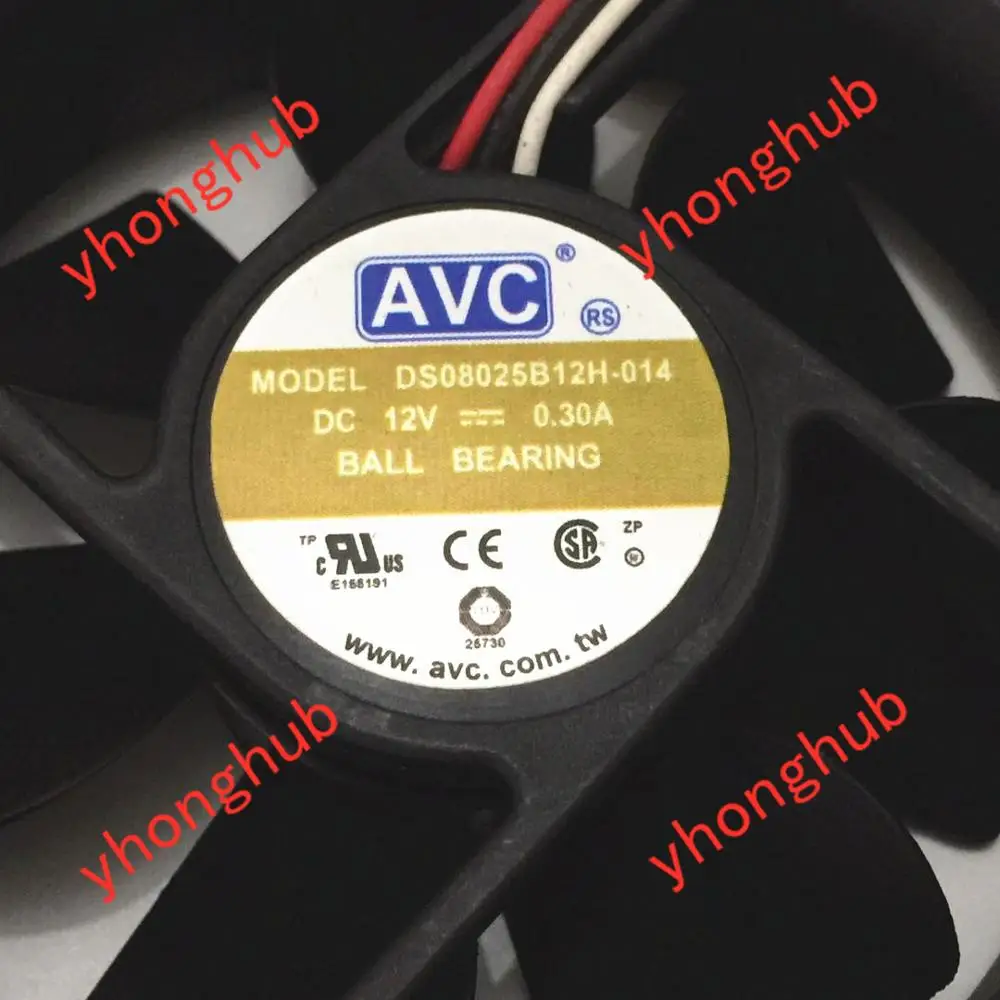 AVC DS08025B12H 014 DC 12V 0.30A 80x80x25mm вентилятор охлаждения сервера|square fan|server fandc fan 12v |