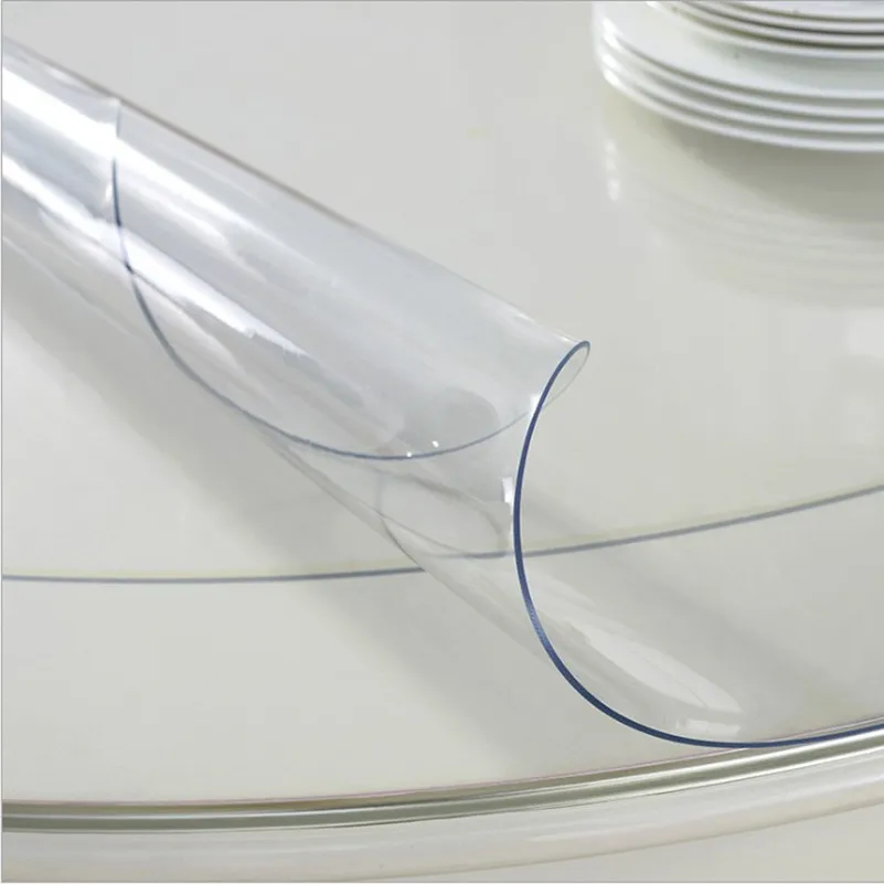ПВХ водонепроницаемая скатерть, круглая скатерть, покрытие для стола, прозрачная кухонная скатерть с рисунком масла, стеклянная мягкая ткань 1,0 мм, коврик