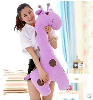 

huge 85 cm purple giraffe plush toy cartoon spotted giraffe doll, throw pillow gift b4616