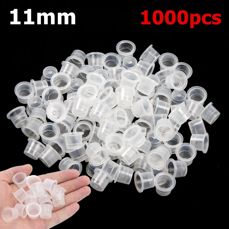 

1000Pcs Plastic Microblading Tattoo Ink Cup Cap Pigment Clear Holder Container 11mm Medium Size For Tattoo Ink tattoo supply
