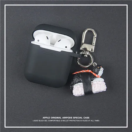 Симпатичные кошачьи беспроводные bluetooth наушники чехол для Apple AirPods силиконовые зарядки наушники Чехлы для Airpods с брелоком - Цвет: black