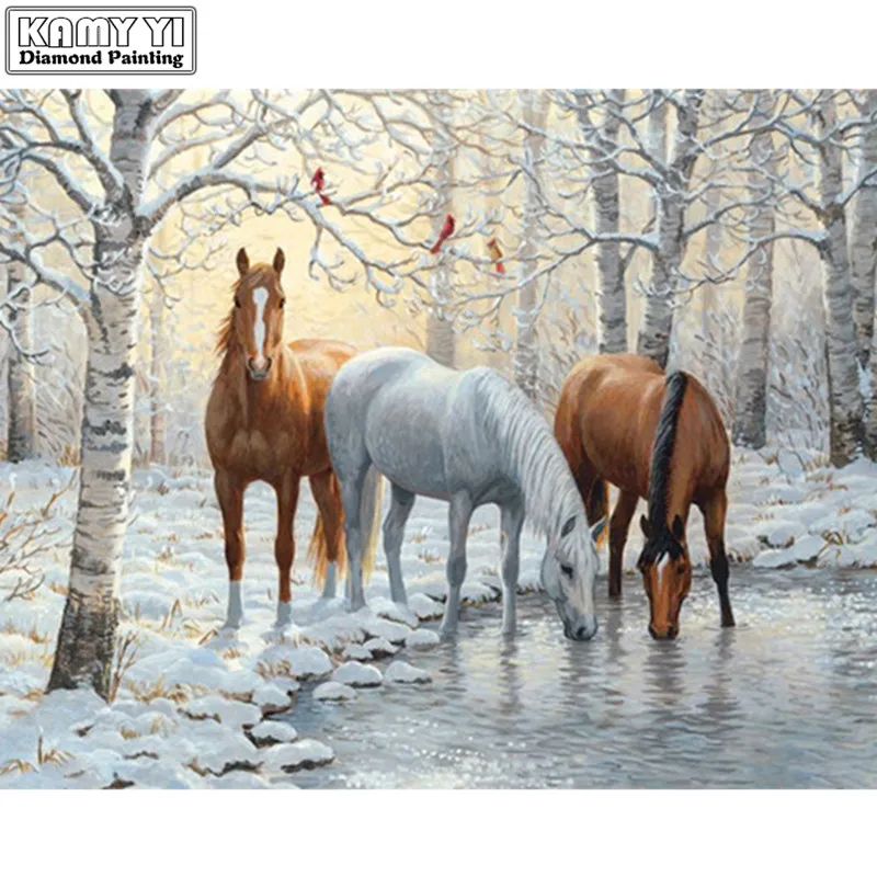 

DIY 5D Resin Diamond Painting Animals Picture of Rhinestones Christmas Decoration Diamond Embroidery Horse Pattern