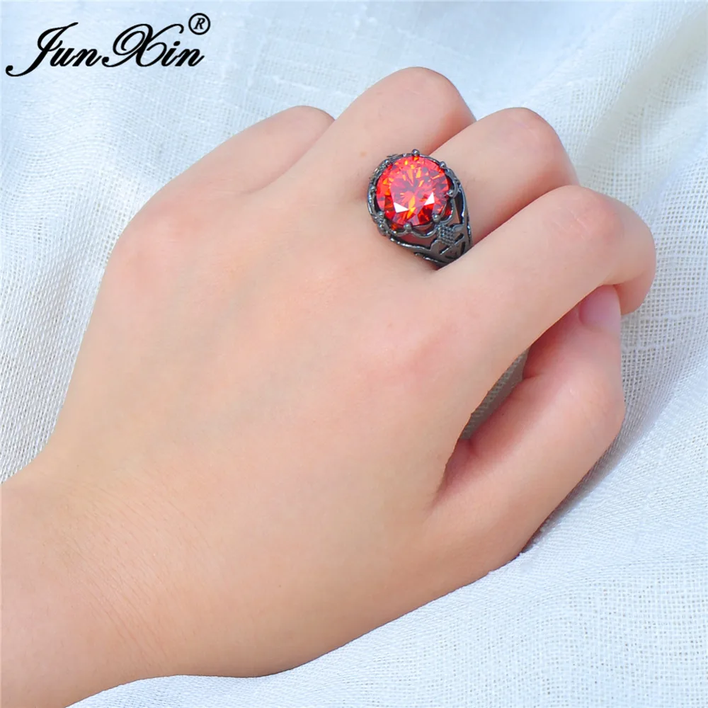 junxin size 5 11 male female big round red ring fashion black gold size 5 ring