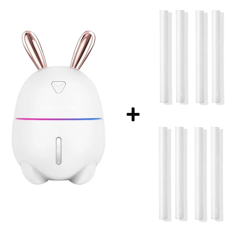 300 мл увлажнитель воздуха милый кролик ультра-бесшумный USB Арома эфирное масло диффузор офисный Автомобильный увлажнитель воздуха очиститель воздуха тумана - Цвет: White-8 filter