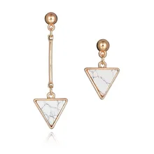 

Simple Korea Geometric Triangle Marble Faux Stone Asymmetry Long Drop Dangle Earrings Women Girl Vintage Punk Jewelry Brincos