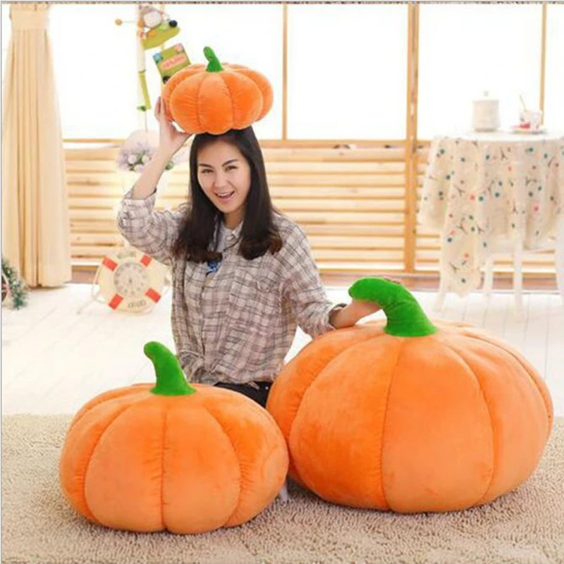 Dorimytrader Cuddly Soft Realistic Vegetables Pumpkin Plush Pillow Big Stuffed Cartoon Orange Pumpkin Toy Halloween Decoration Gift DY50017  (17)