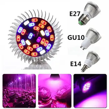 

18W E27 E14 GU10 LED Full Spectrum LED Plant Grow Light Bulb Red Blue UV LED Growing Lamp for Hydroponics Flower Plant Vegetable
