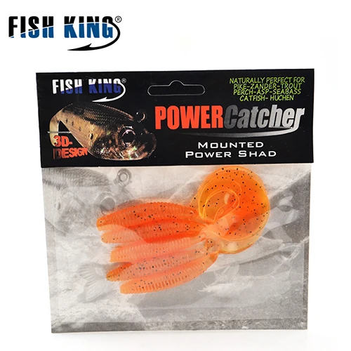 FISH KING 5 шт./лот, 9 см/5 г, Мягкая приманка для рыбалки, Мягкая приманка, Pesca Shad для рыбалки, свимбейт в форме червя, головка джига, аксессуары для ловли нахлыстом - Цвет: Оранжевый