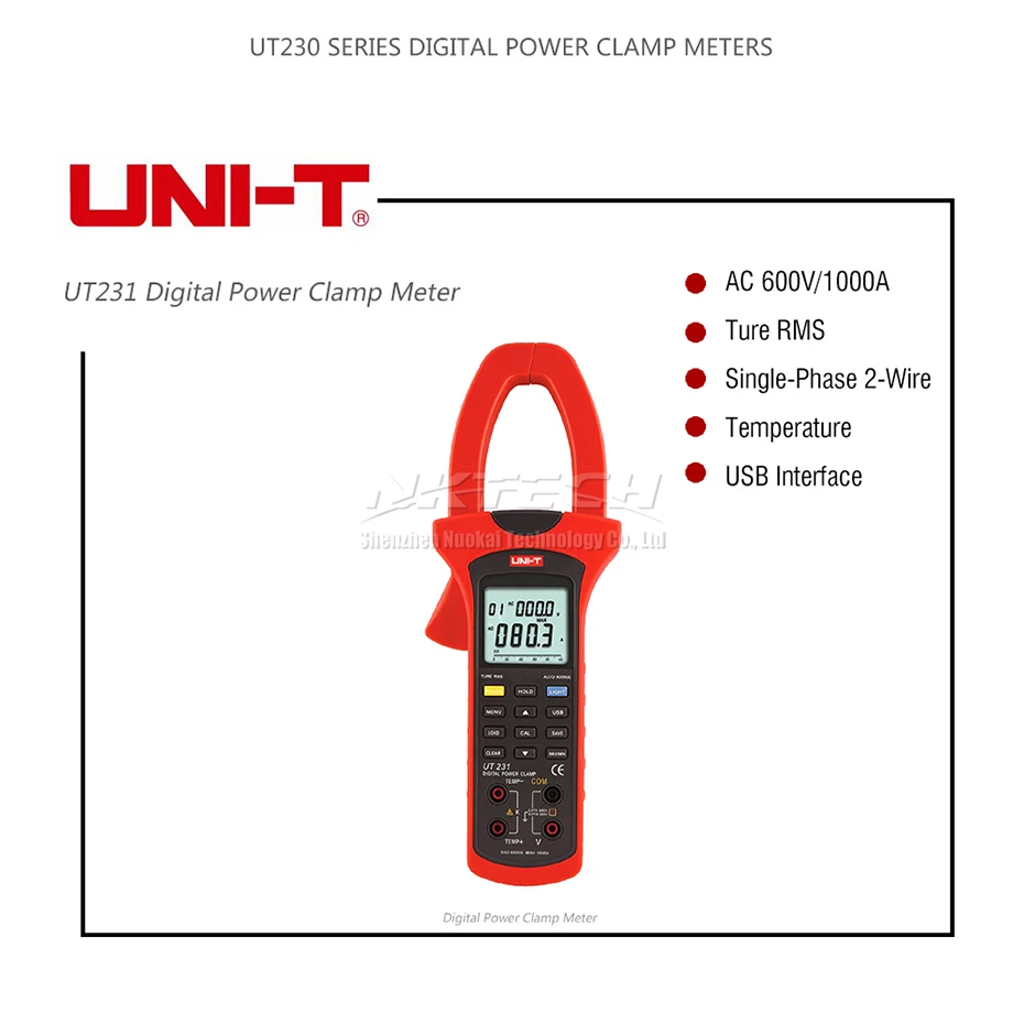 UNI-T цифровой Мощность клещи UT233 UT231 3 чередования фаз Тесты 1000A истинных среднеквадратичных значений положительный Реверс фазы дефицит usb-кабель для переноса данных