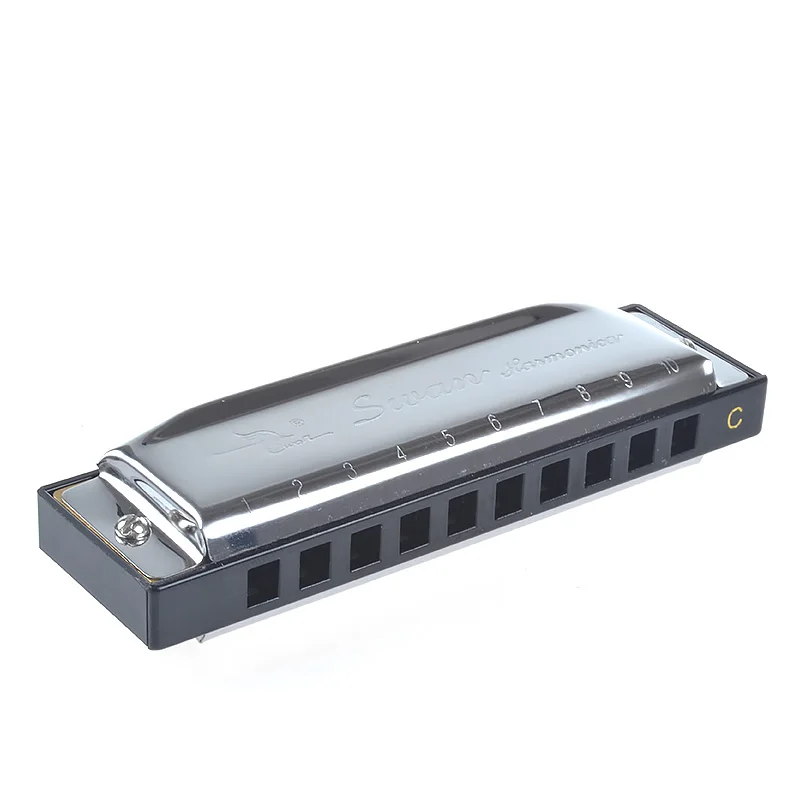 1pc Silver Swan Harmonica 10 Hole Key of C for Blues Rock Jazz Folk