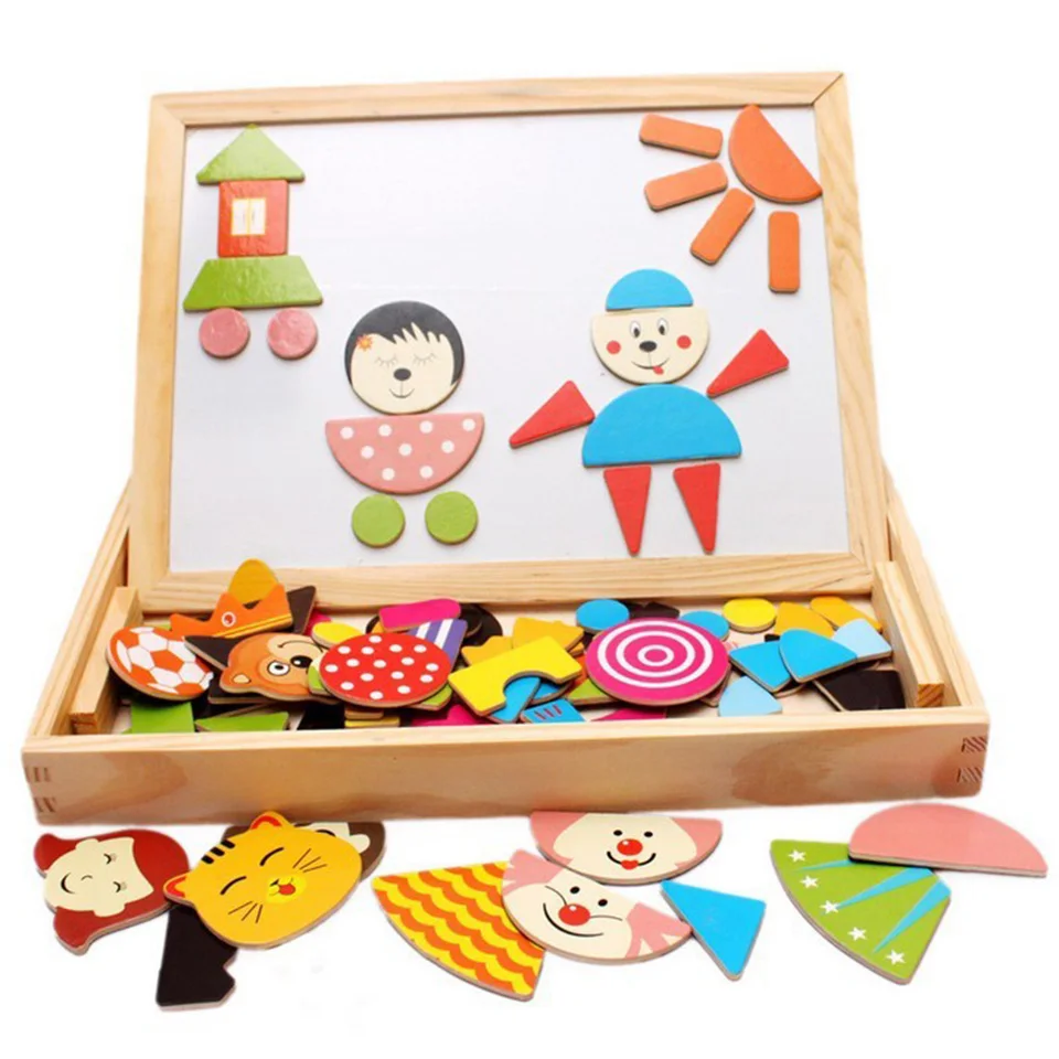 

Wooden Toys Puzzles Magnetic Force Children's Educational Early Multi Function Double Sided Drawing Board Development Mental