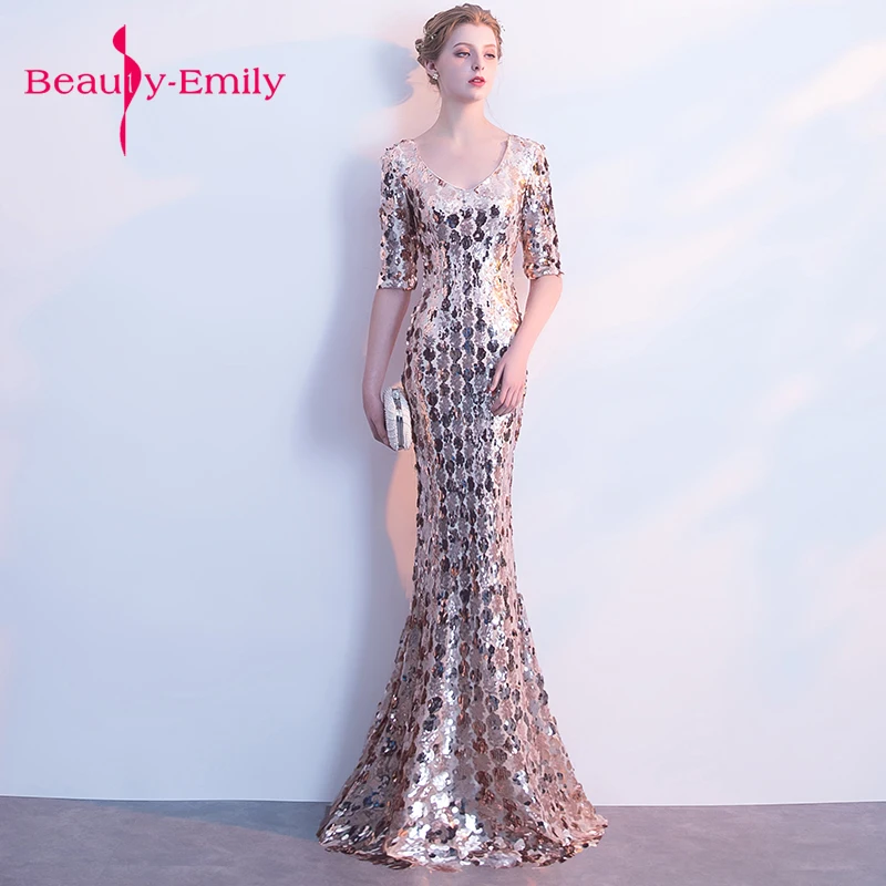 Beauty Emily four colors available Evening-Dress 2018 New prom gowns appliques squined evening dresses vestido longo para festa Beauty Emily four colors available Evening-Dress 2018 New prom gowns appliques squined evening dresses vestido longo para festa