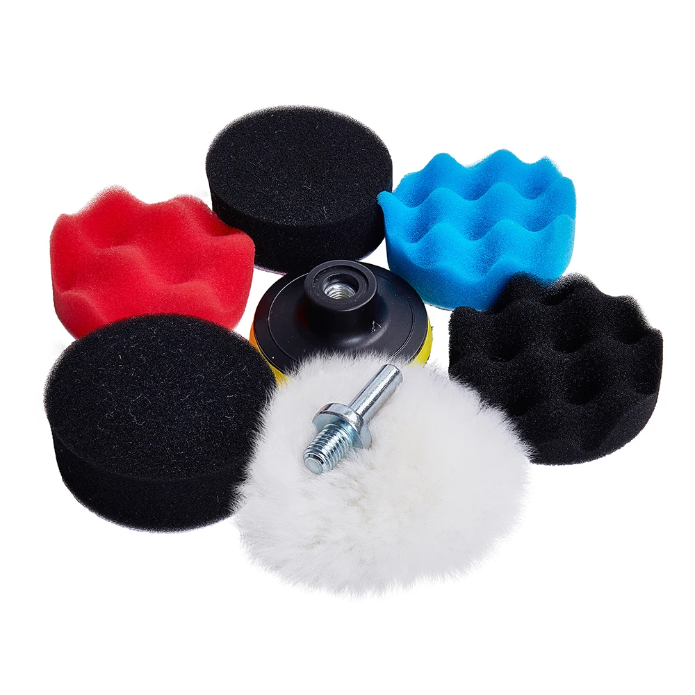 

7pcs/Set Polish Pad 3" Thread Buffing Pad Car Polishing Sponge Kit for Car Polisher & Drill Adaptor M10 Power Tools Accessories