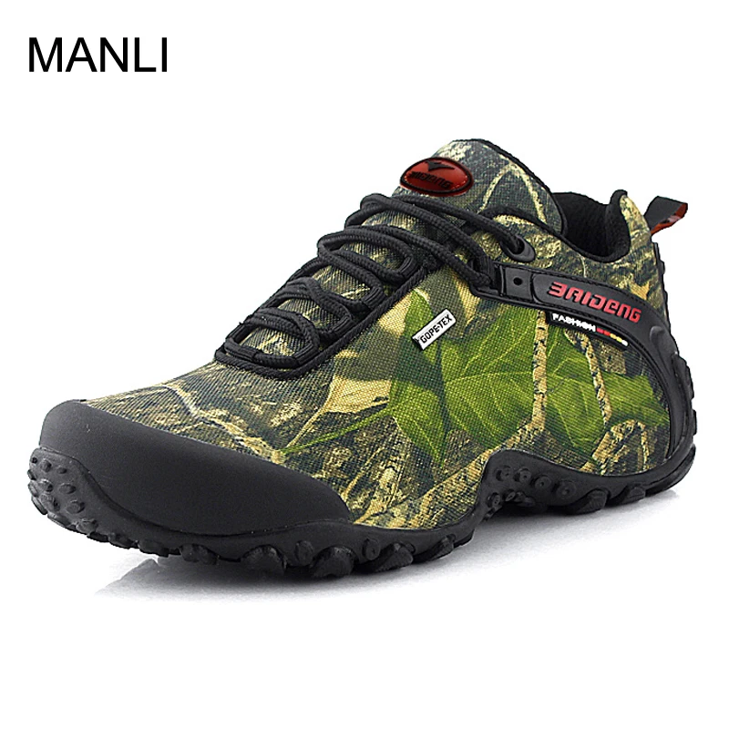 

MANLI 2018 new hiking shoes waterproof canvas outdoor shoes Breathable upper Nonslip rubber sole fishing climbing camping hiking