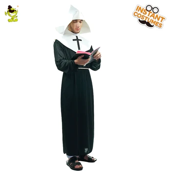 

Vocole Halloween Men's Religious Priest Costume Black Christian Missionary Fantasia Party Fancy Dress