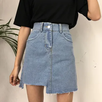 

Cowboy bust 2018 new irregular skirt of tall waist skirt Fashion Woman