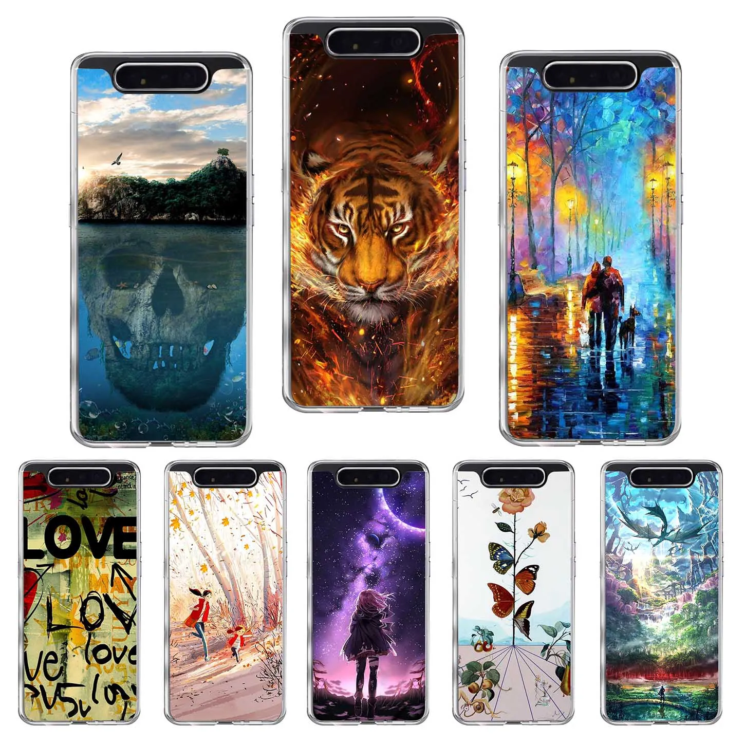 

For Samsung A80 Case Cover Carton Painted Soft Cover For Samsung Galaxy A80 GalaxyA80 A 80 A805 SM-A805F A805F Cases Fundas Capa