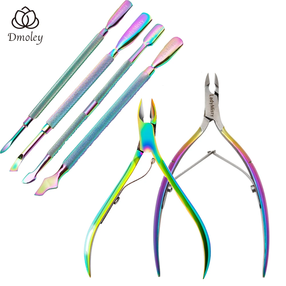 

Dmoley Dead Skin Scissors Nail Cuticle Pusher Tweezer Rainbow Cutter Nipper Clipper Dead Skin Remover Manicure Nail Art Tools