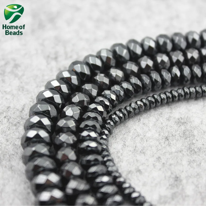 Aaa Quality Stone Hematite Loose Flat Faceted Spacer Beads Black 5 7 8