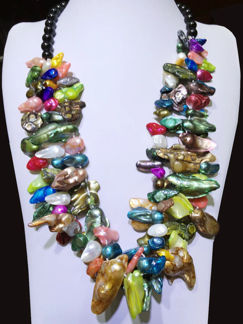 

charming fashion color Cultured Pearl Faceted stone Necklace 22" AKOYA Free shipping