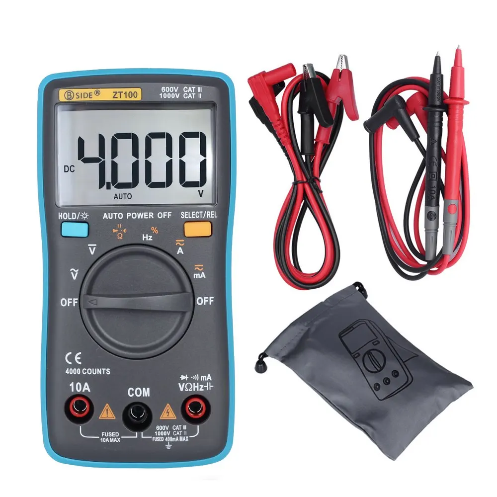 

Digital Multimeter BSIDE ZT100 True RMS Auto Range Multimetro Voltmeter Ammeter Capacitance Temperature Ohm HZ NCV Tester