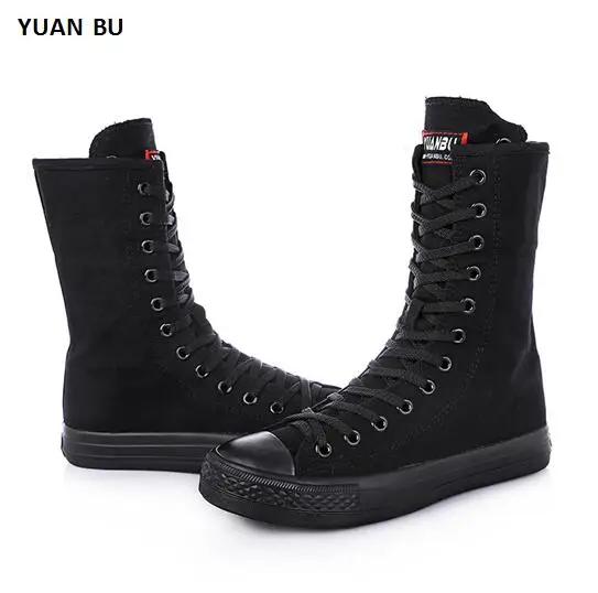 

Women Boots 2019 New Spring and Summer Short Canister Front Tie Side Zipper Canvas Mid-Calf Shoe Casual Flat with Shoes