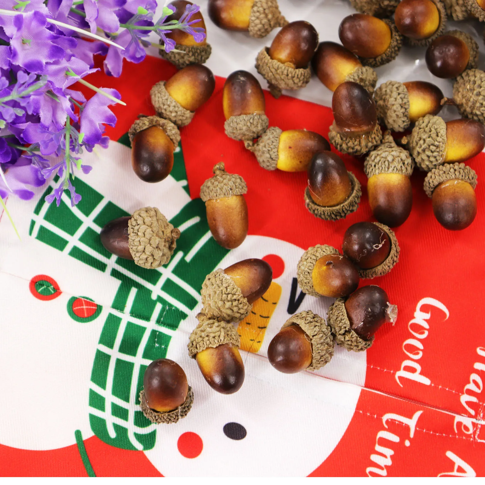 20pcs 3.3x2.3cm Artificial Simulation Small Acorn Plant Decoration Fake Fruit Autumn Home House Kitchen Decor Photography Props