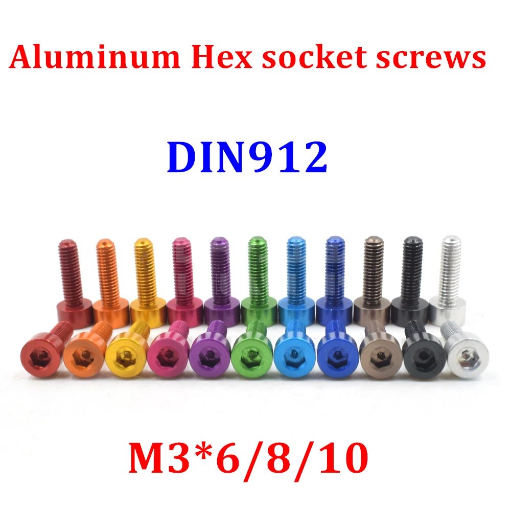 20pcs M3 Aluminum screw M3*6/8/10/12 anodized aluminum alloy hexagonal
