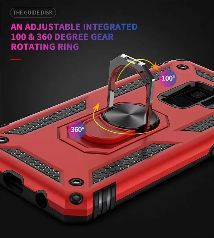 For Samsung Galaxy S8 S9 Plus Case Luxury Car Magnetic Rugged Armor Cover for Galaxy Note 8 9 Stand Shockproof Finger Ring Cover