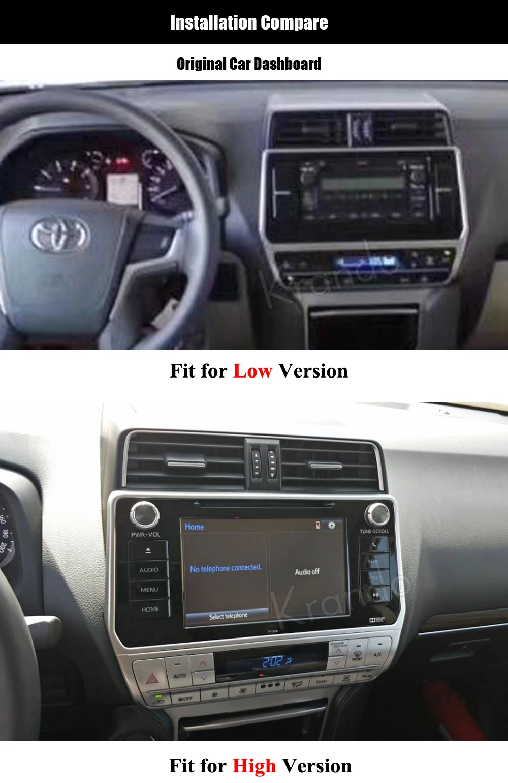 Top Krando Android 7.1 10.1" full touch car navigation radio gps for toyota prado 2018 multimedia system WIFI Bluetooth Playstore 1