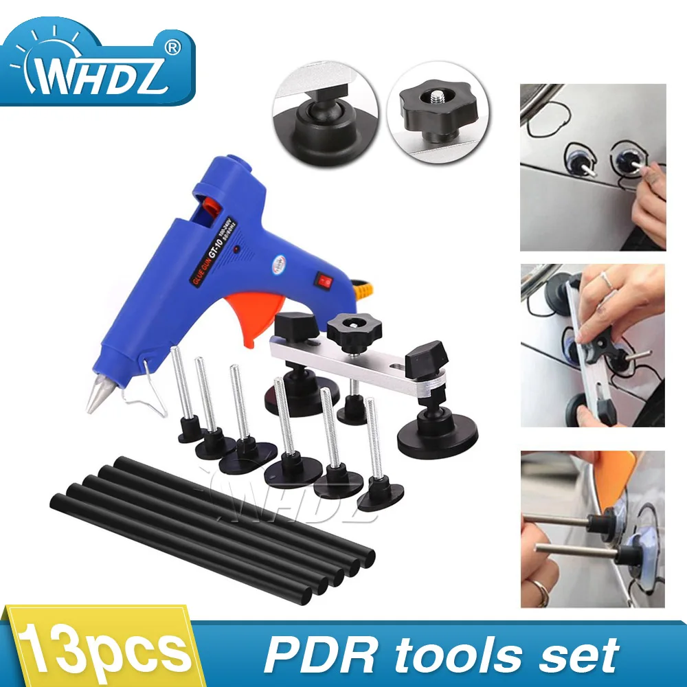 

WHDZ Paintless Dent Removal Tools 14PCS Car Repair Kit PDR Tools Bridge Puller Set with Glue Gun and Glue Stricks