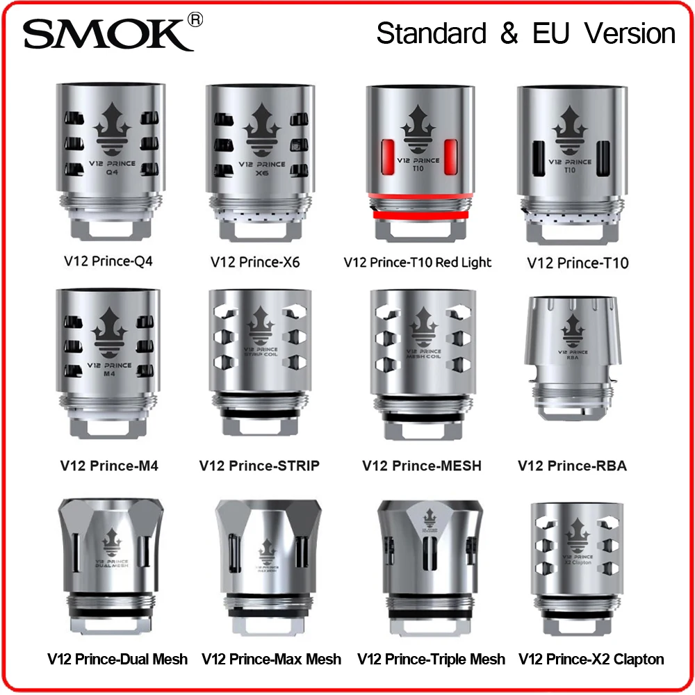 

Original SMOK TFV12 Prince Coil RBA Q4 M4 T10 Mesh Strip E Cigarette Resistence Core Glass for V12 Prince Atomizer X-Priv Vape