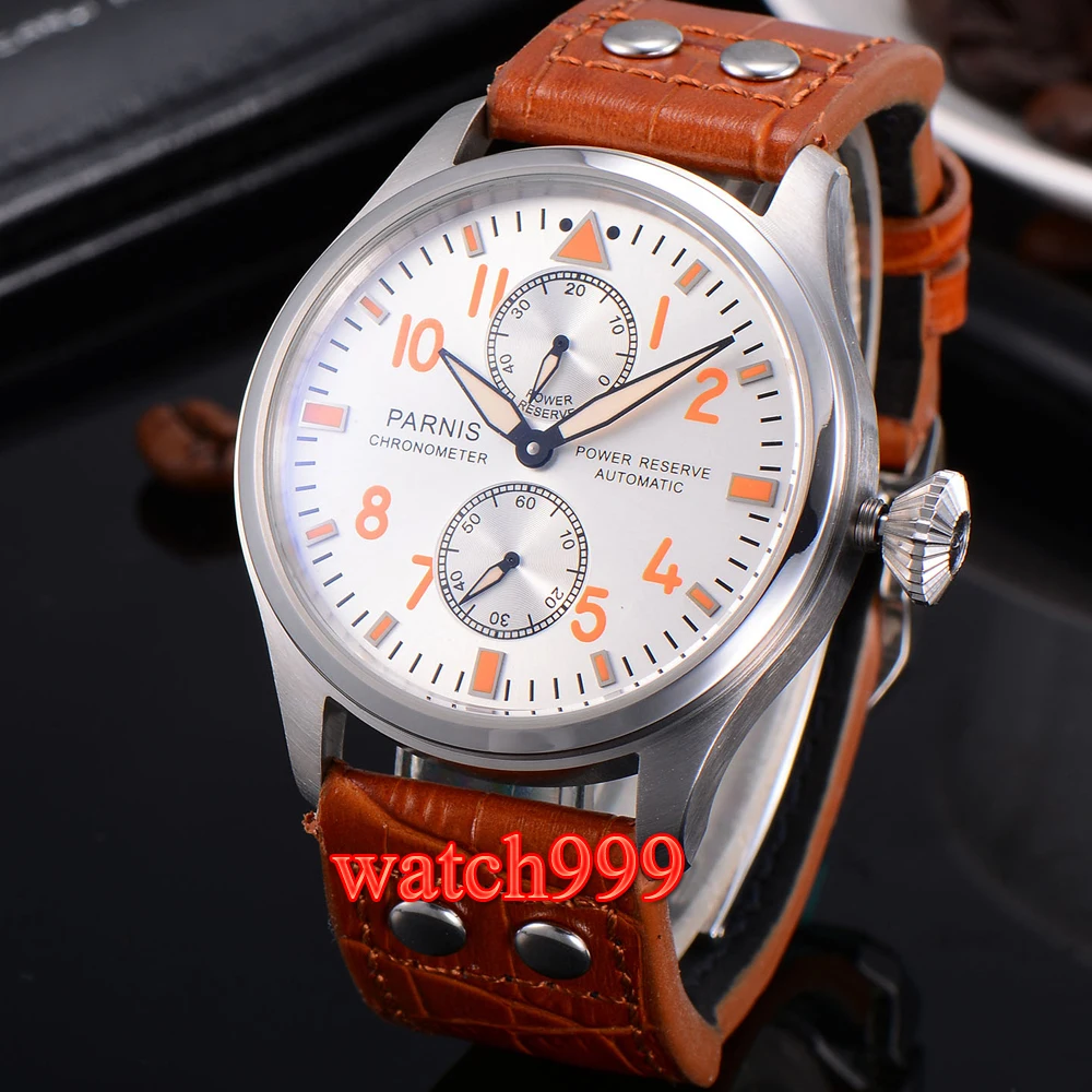 

47mm Parnis Orange Digital White Dial Date Deployment Automatic Men's Watch Waterproof Mechanical Watch