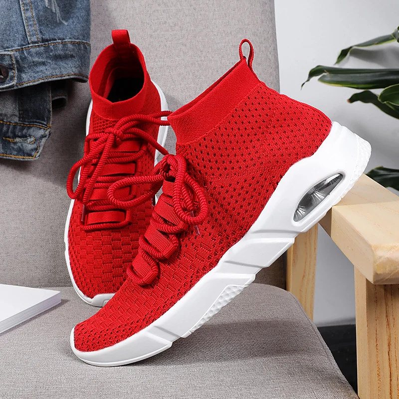 

2019 Summer Men New Comfortable Flywire Walking shoes Youth Light Jogging High Sneakers Boy Fashion Leisure Non-slip Sports shoe