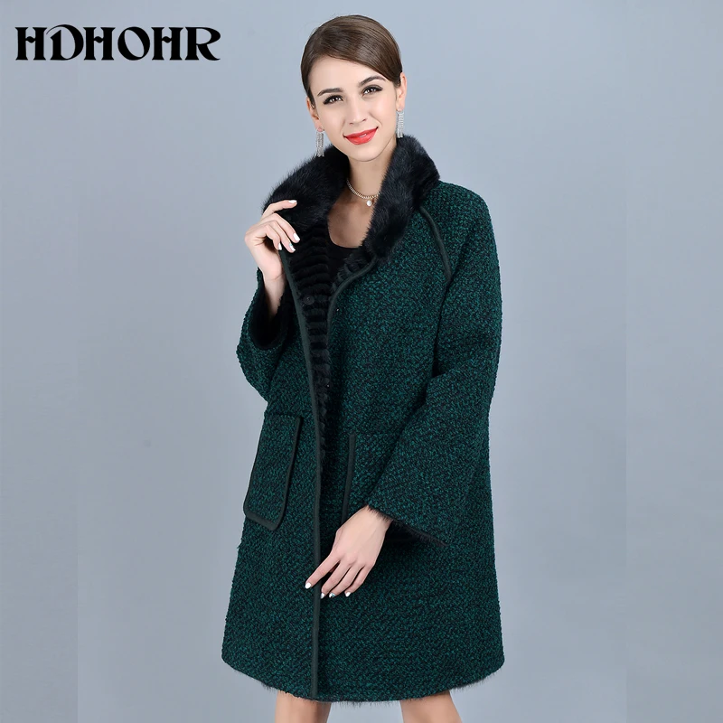 HDHOHR 2020 Высококачественная вязаная норковая шуба модная Натуральная куртка