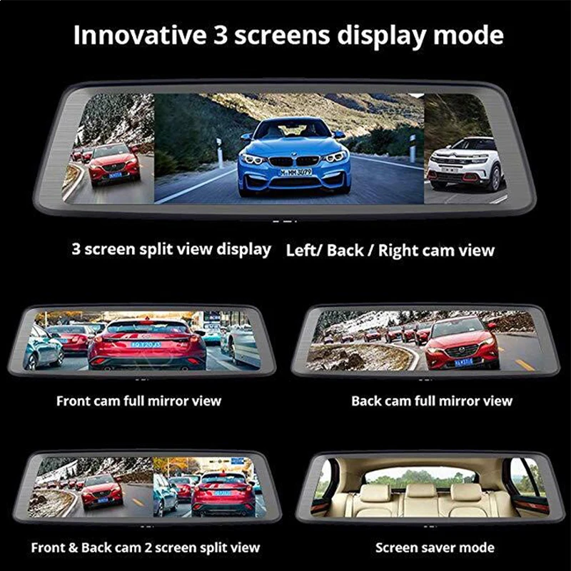 Автомобильный видеорегистратор WHEXUNE 10 дюймов ADAS Android 5 1 Full 1080P 4G с камерой заднего