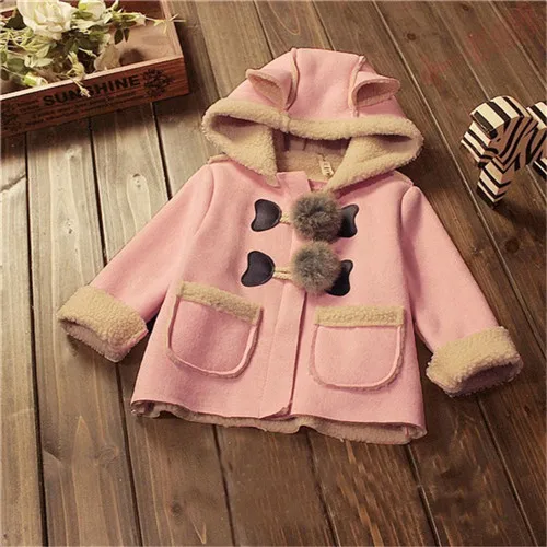 BibiCola/Осенняя верхняя одежда для девочек; Детские модные брендовые меховые толстовки; пальто; детские теплые хлопковые однотонные куртки; bebe; куртка; костюм; одежда - Цвет: pink