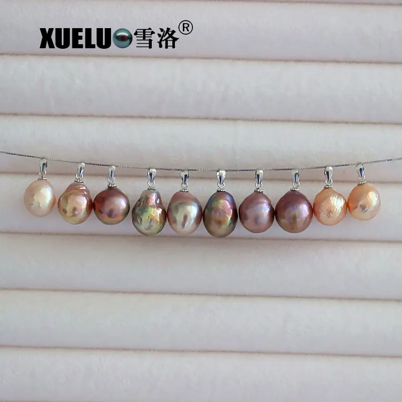 

XUELUO 925 Sterling Silver Trendy Natural Colorful Edison Baroque Fresh Water Pearl Pendant Necklace